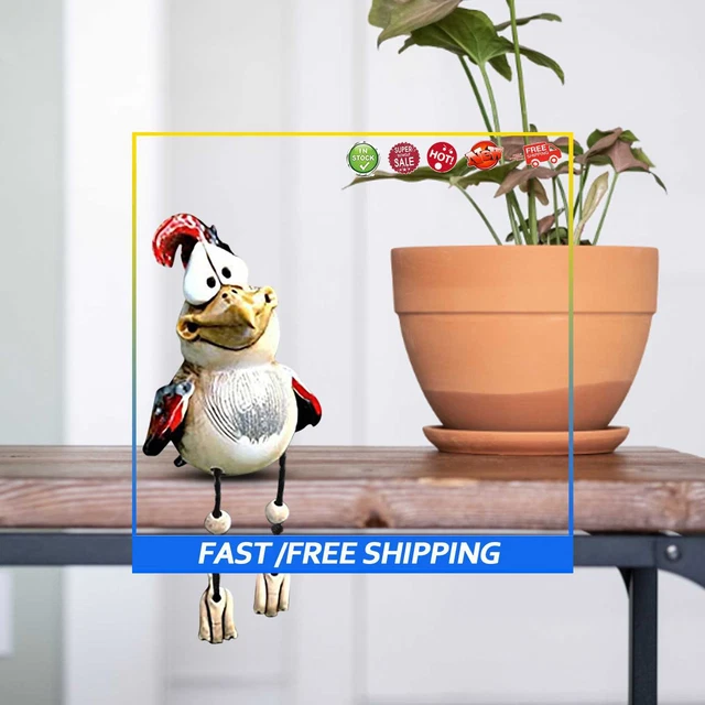 #b Resin Garden Chicken Statue Art Farm Dumb Chicken Sculpture Ornament Decor (R