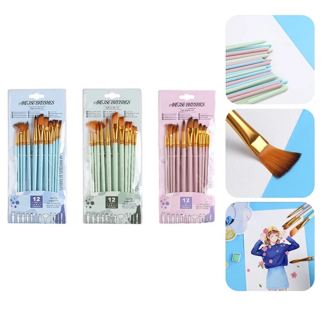Assortiment polyvalent 12 pièces ensemble de pinceaux de peinture d'artiste pou