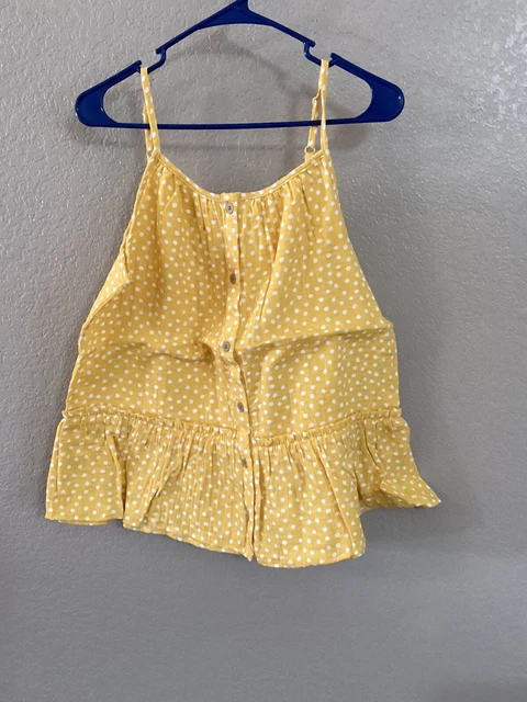 Cat & Jack Girl's Yellow Polka Dot Gauze Button Tank Top Size XXL (18), NWT