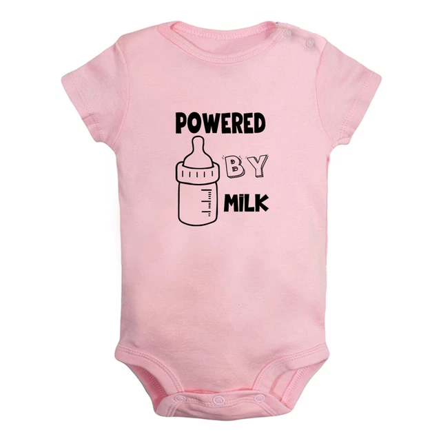 Powered By Milk Funny Romper Newborn Baby Bodysuit Infant Jumpsuits Kids Outfits