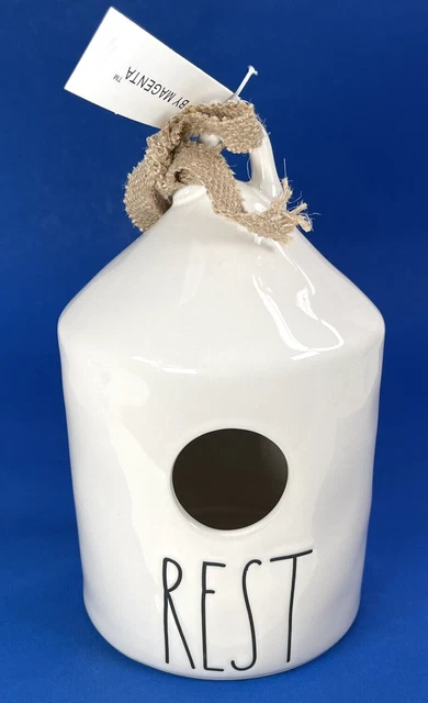 Rae Dunn By Magenta “Rest“ Large Letter Birdhouse Ivory Farmhouse Style