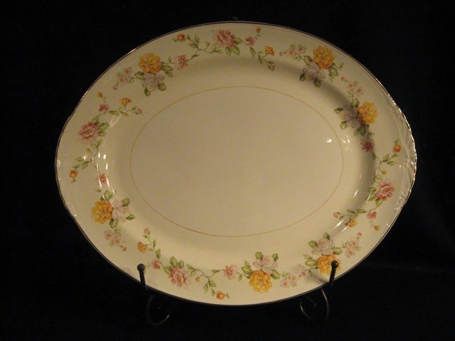 Homer Laughlin Eggshell Nautilus Large Serving Platter - Yellow & Pink Florals