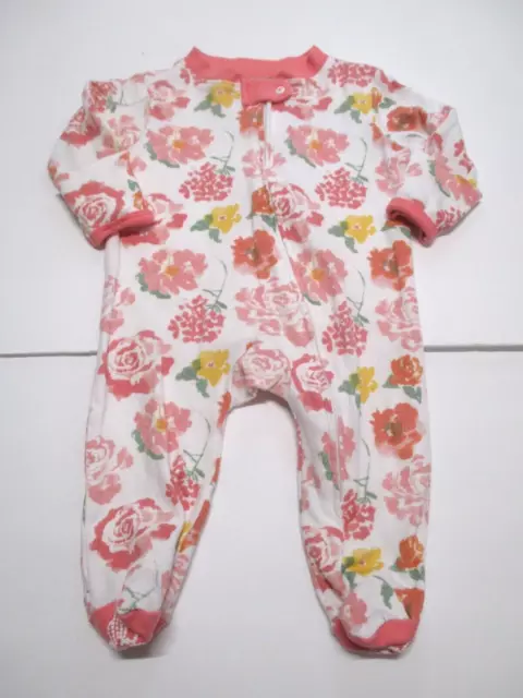 Infant Girls Burt's Bees Baby Organic Peach Pink Mitten Footie Outfit Size 0-3 M