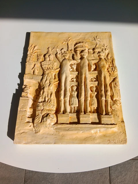 Grand Bas-relief Plâtre Danseuse Art Déco 69x48,5cm - Fait Main France