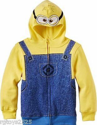 Despicable Me Minion Dave 5-6 7 8 Sweatshirt Jacket Hoodie childs New Two Eye
