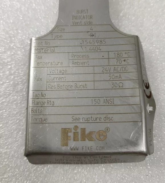 Fike R1 4 " Rupture Disque Éclatement Indicateur (Accéléré DHL / Fedex ) 3