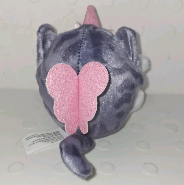 ZURU RAINBOCORNS GRAY Tabby Cat Stuffed Animal Plush 4” Toy Kitty Round