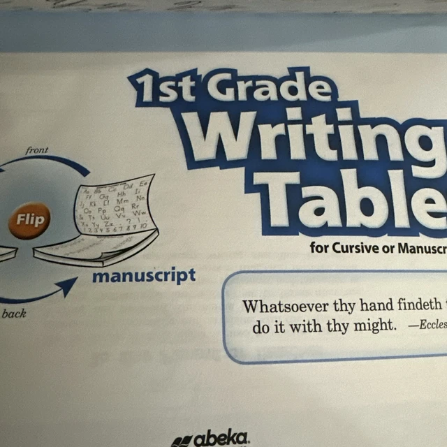 TABLETA DE ESCRITURA Abeka 1er Grado, Cursiva o Manuscrito