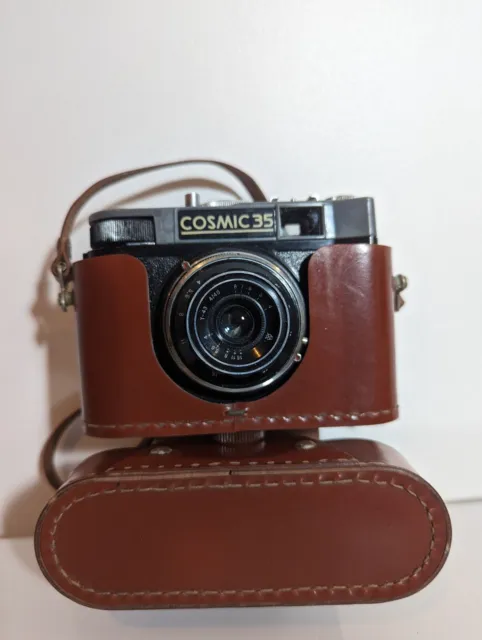 Cosmic 35 Vintage Camera In Original Leather Case Retro Russian Lomography