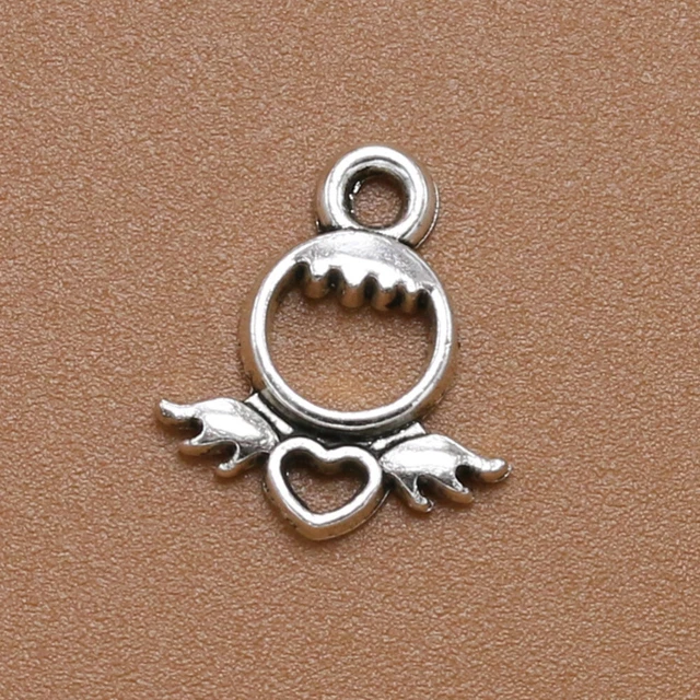 20pcs Alloy Hollow out Heart of Angel Shape Pendants Charms DIY Jewelry Making