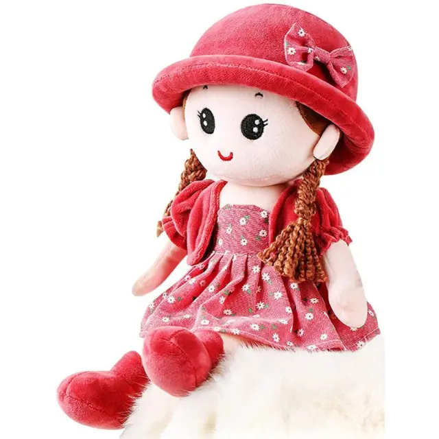 Baby Girl Rag Doll Decor Stuffed Plush Doll Toy 13.8in For Room For Child