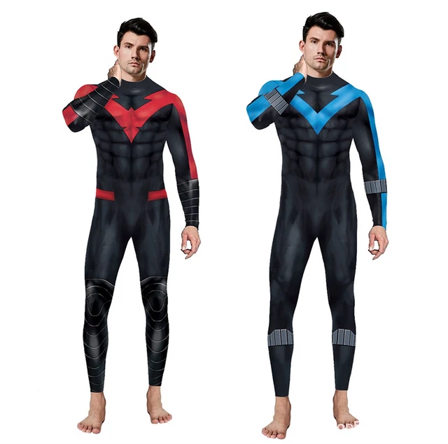 2 Style Nightwing Jumpsuit Robin 3D Bodysuit Cosplay Costume Halloween Adult Kid