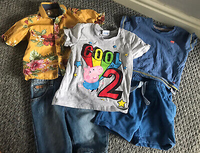 18-24 Month Boy Summer Bundle, 2 Peppa Pig Birthday Top, Next Shirt, Denim Short