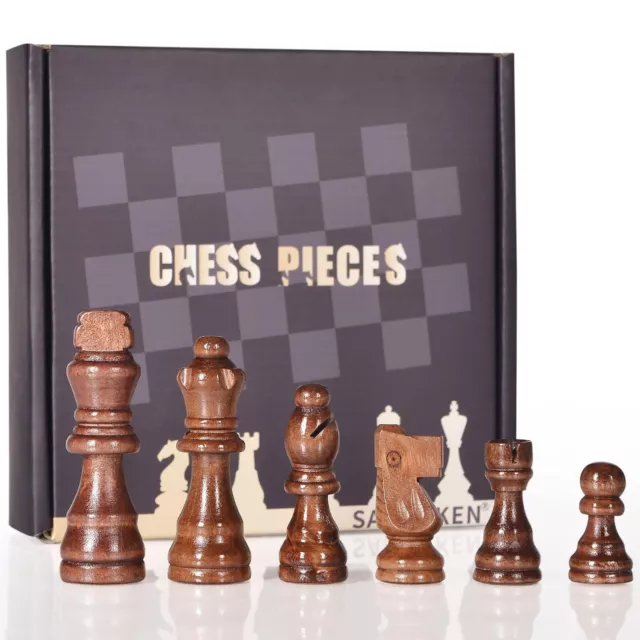 Sanchken 32 Stück Holzschachfiguren 3" handgefertigte Schachmänner (nur Stücke)