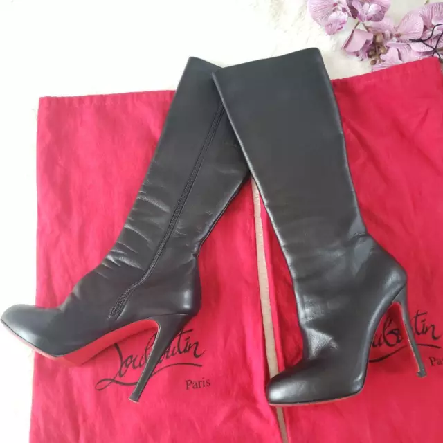 WOMEN 6.5US CHRISTIAN Louboutin Long Boots With Storage Bag Black $245. ...