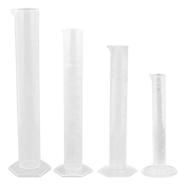 4 Pcs Plastic Measuring Cylinder Science Test Tube Glass Cups for Liquids