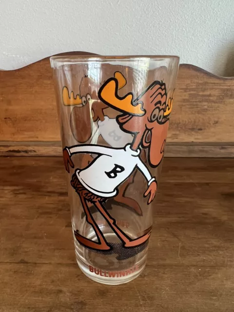 1970's Rocky and Bullwinkle Glass Cartoon Moose Pat Ward Rockys Friend 70s 6.25"