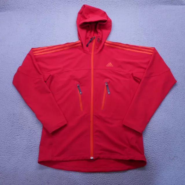 Chaqueta Adidas para Hombre Grande con Capucha Roja Bolsillos con Cremallera Lluvia Viento Exterior Senderismo