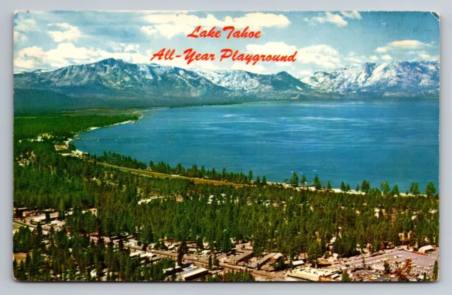 Postcard Aerial View Lake Tahoe All-Year Playground Vintage Unposted Circa 1960