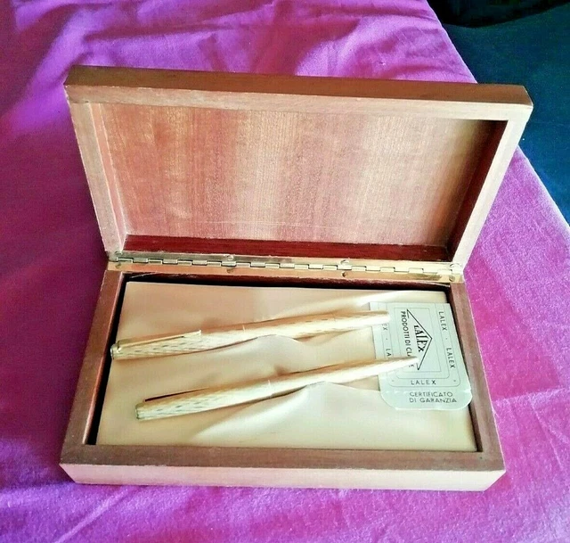 Set Da Scrivania In Acero LACHIEVA LUX - Penna A Sfera E Tagliacarte In Legno Naturale - Regalo Elegante Con Ricariche