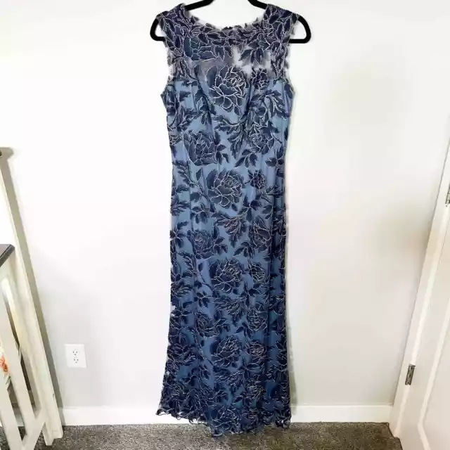 Tadashi Shoji blue lace gown dress long women’s size 8