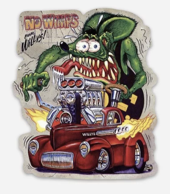 Rat Fink No Wimps for Willys Custom MAGNET Muscle Car Vintage Hot Rod V8