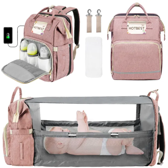 Foldbale Diaper Bag 3in1 Baby Bed Portable Bassinet Crib Backpack Travel/Sleep