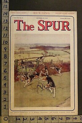 1915 Spur Mag Cecil Alden Aldin Paint Fox Hound Hunt Sport Vintage Art Covervd71