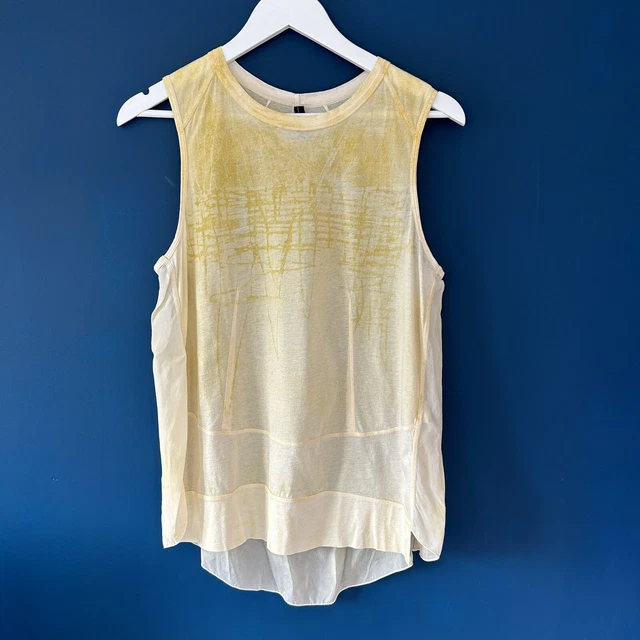 High Use Clare Campbell Tank Top Size XS Pastel Yellow Vest Dip Hem