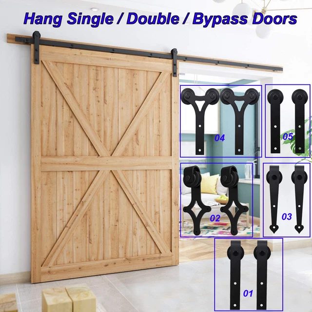 4-16FT Sliding Barn Door Hardware Closet Track Kit Single/Double/Bypass 2 Doors