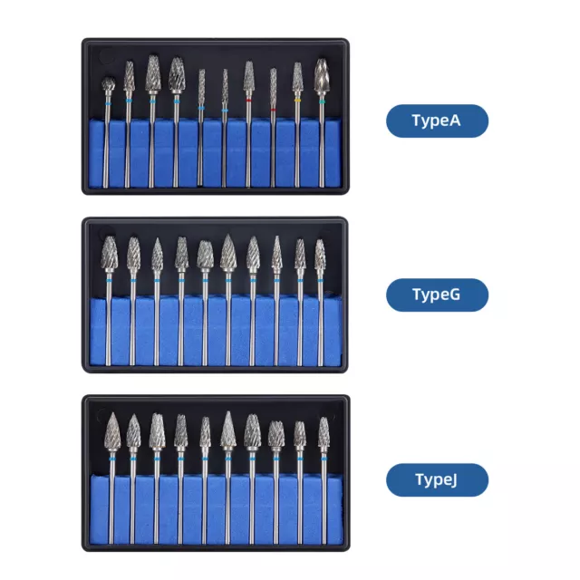 10Pcs/Box Dental Lab Carbide Burs Drill Polish Finish Stone Cutter Kit HP 2.35mm