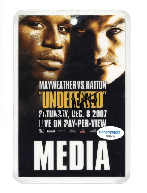 Ricky Hatton Signed Mayweather vs Hatton Undefeated Media Pass Autographed ACOA