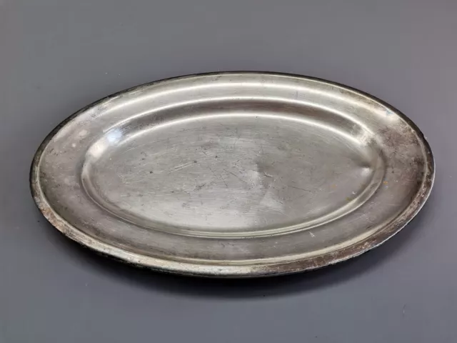 Silber Auflage alt antik oval Servierplatte Vorlegeplatte Metall 36,5 cm 1920er