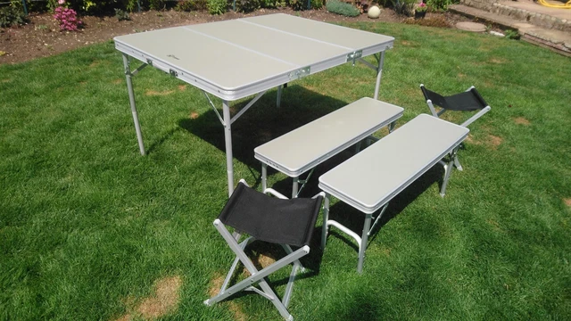 HI GEAR ELITE Camping Picnic Table Set - Table, Benches and stools £38. ...