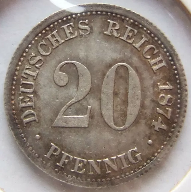Moneta Reich Tedesco Impero Tedesco Argento 20 Pfennig 1874 H IN Uncirculated