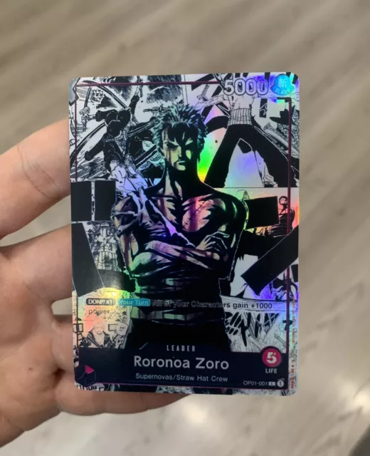 Custom Golden Metal Zoro Leader Card OP01-001L One Piece 