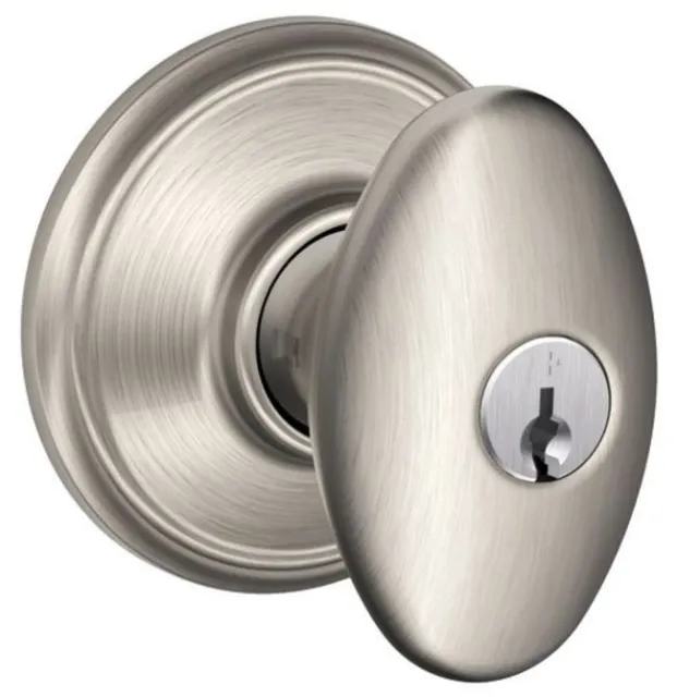 Schlage F51-SIE Nickel Siena Keyed Entry Panic Proof Door Knob Set