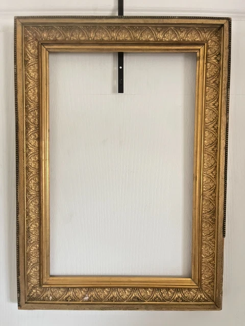 Cadre Bois Doré à Bords Inversés – Feuille D'or – Dimensions Ext. 60x52 Cm, Int. 48x40 Cm