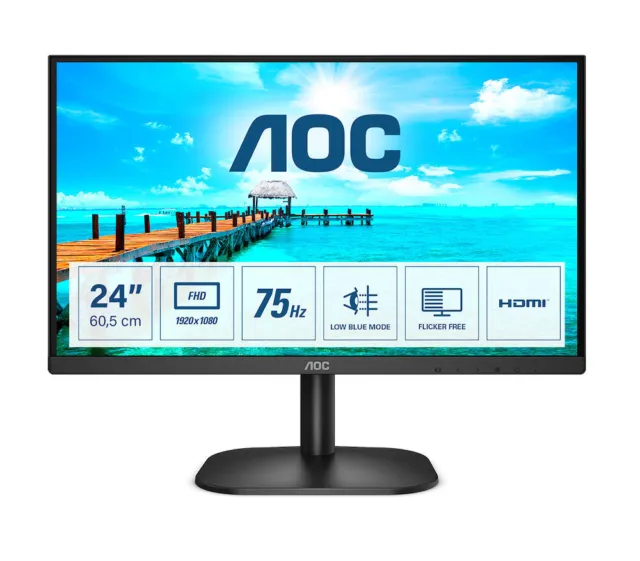 AOC 24B2XHM2 60cm (24") FHD VA Office Monitor 16:9 VGA/HDMI 75Hz