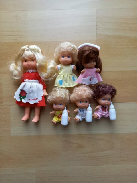 6 ältere Puppen für Puppenstube 14,5cm und 7,5cm groß, Beine beweglich
