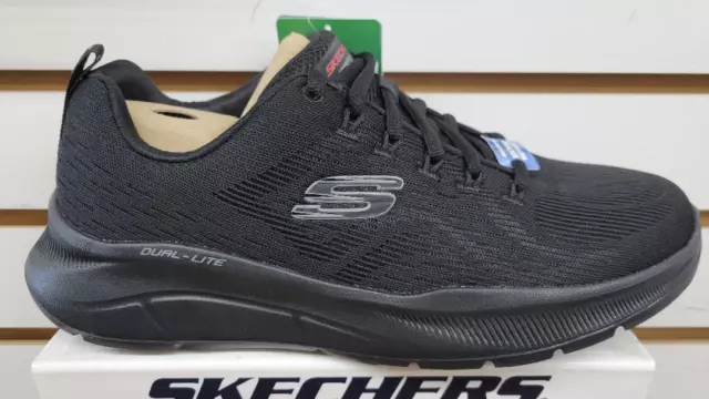 SKECHERS EXTRA WIDE Fit Black Shoes Men Memory Foam Comfort Cushion ...