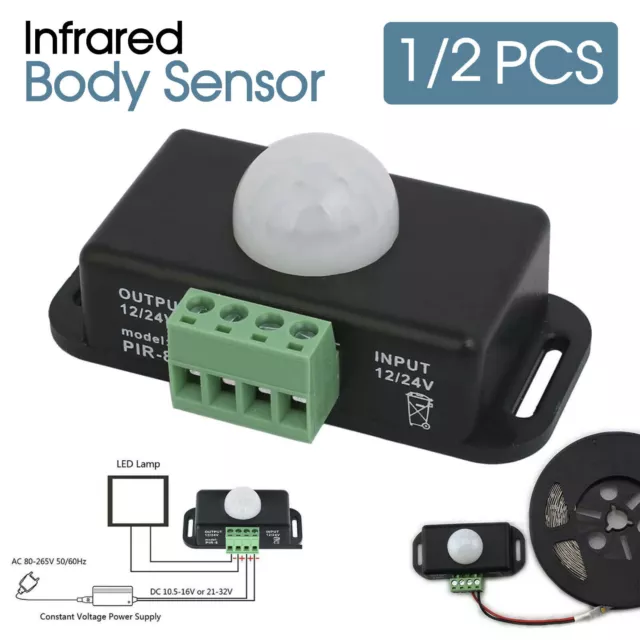 DC 12V-24V Body PIR Infrared Motion Sensor Detector Switch For LED Light Strip