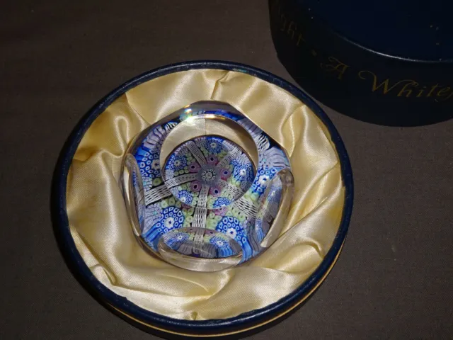1970's Boxed Whitefriars Glass Millefiori Cane Paperweight Full Lead Crystal #8
