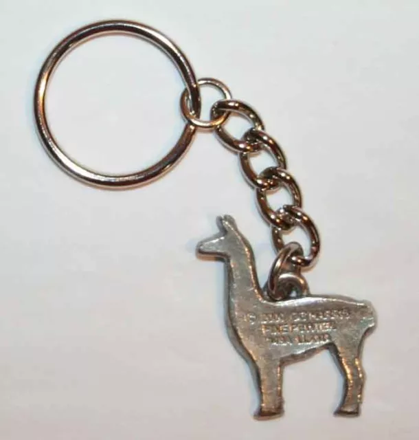 LLAMA Fine Pewter Keychain Key Chain Ring Fob USA Made 2