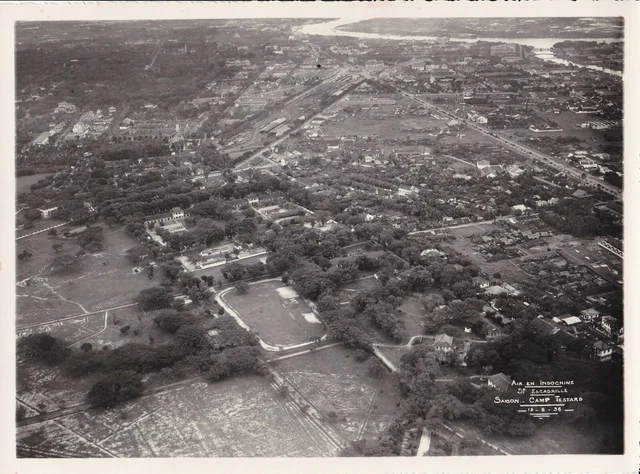 SAIGON 3 photos 1936 Vue aérienne du Camp Testard Vietnam Indochine Cochinchine