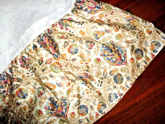 "Nueva Falda De Cama Chaps Marrakech Rever Crema Azul Bronceado Floral King Dividida 15"
