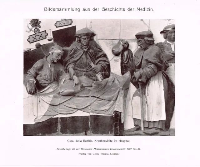 Kunstbeilage Medizinische Wochenschrift  1907 No. 51 Krankenvisite im Hospital