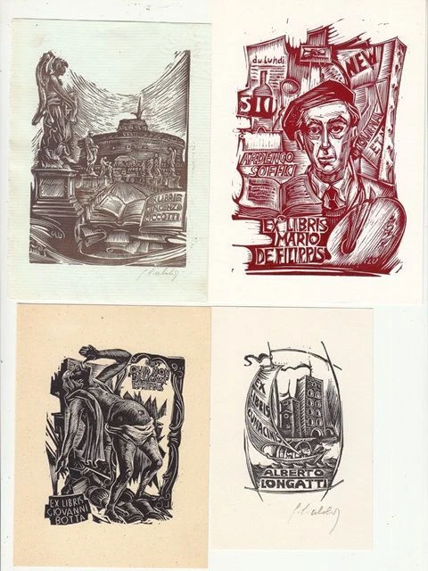 8 Exlibris Bookplate Gian Luigi Uboldi 1915-2005 Konvolut Lot Vincenzo