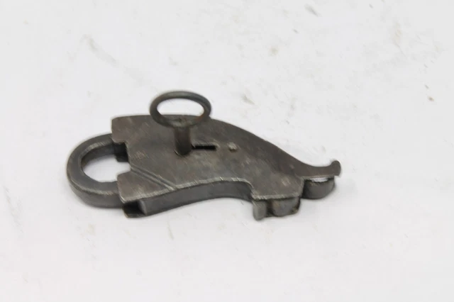 Antique old Solid Brass Fish Style Lock And Key Collectable Decorative RH8120
