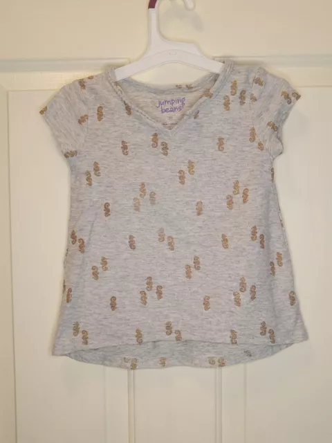 Girls Grey & Gold Seahorse Tshirt. 3T Jumping Beans